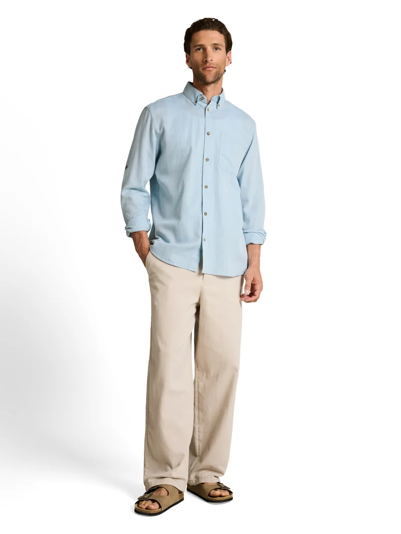 structured shirt, mountain blue herringbone