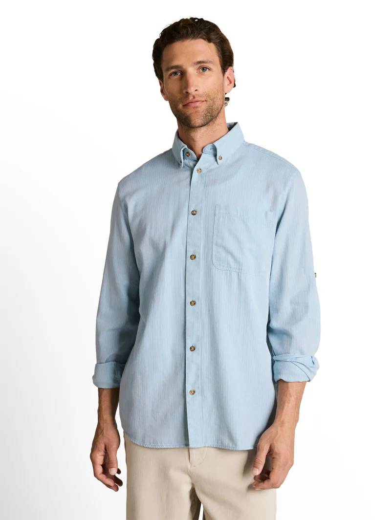 structured shirt, mountain blue herringbone
