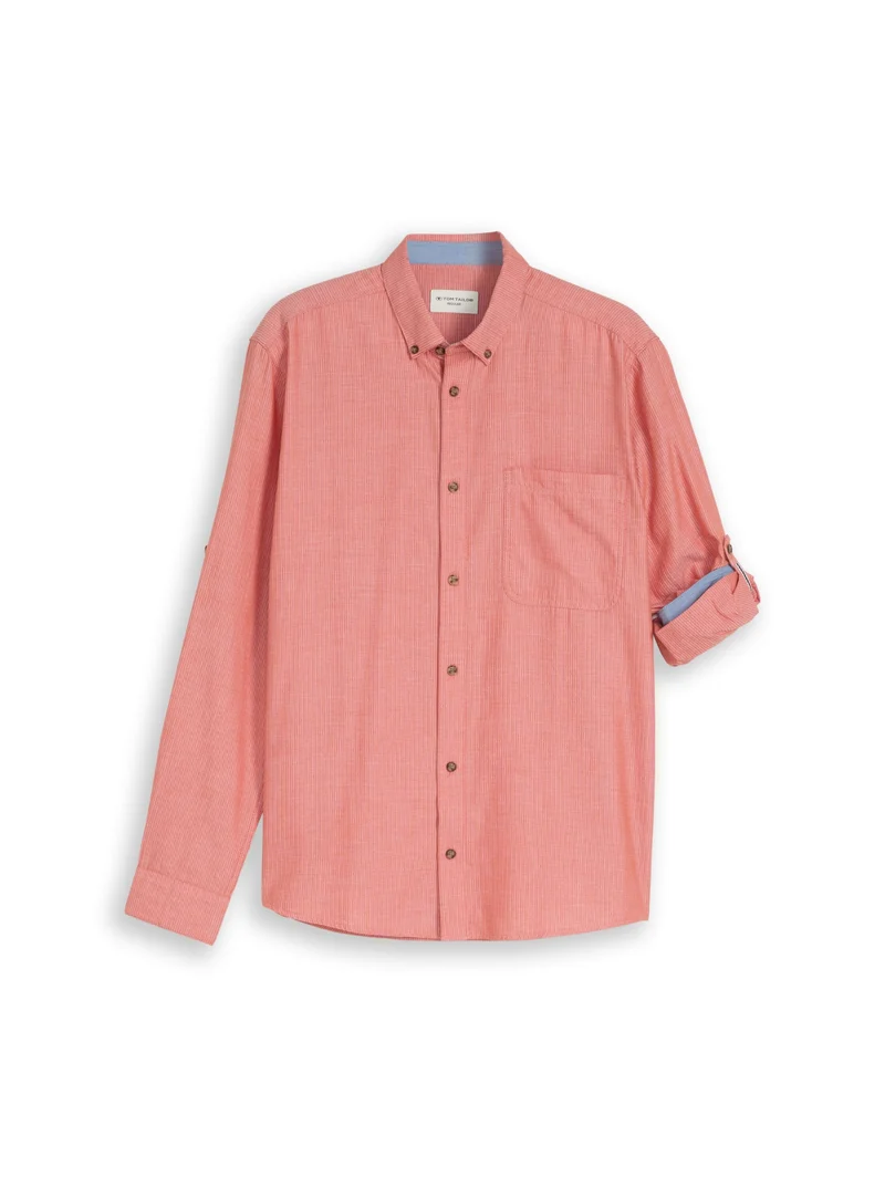structured shirt, chili orange herringbone