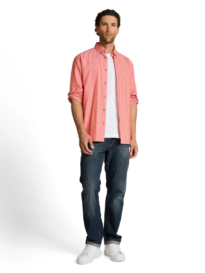 structured shirt, chili orange herringbone