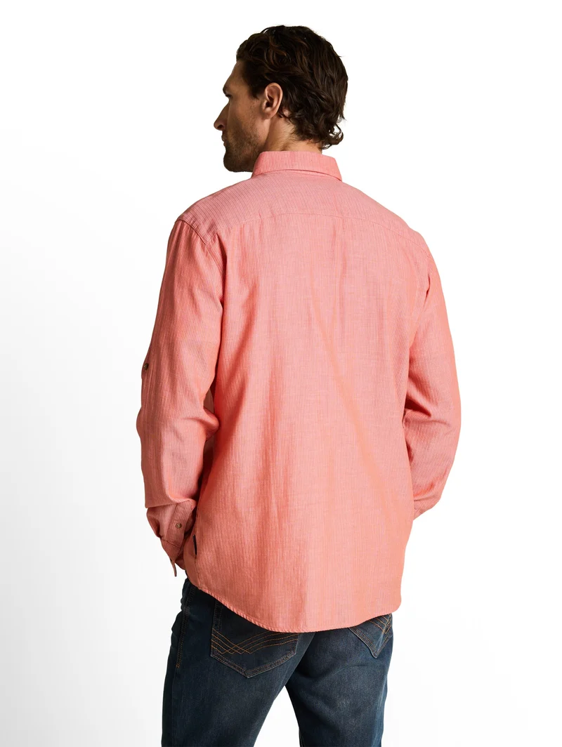 structured shirt, chili orange herringbone