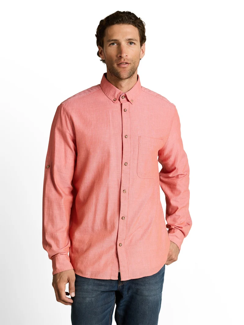 structured shirt, chili orange herringbone