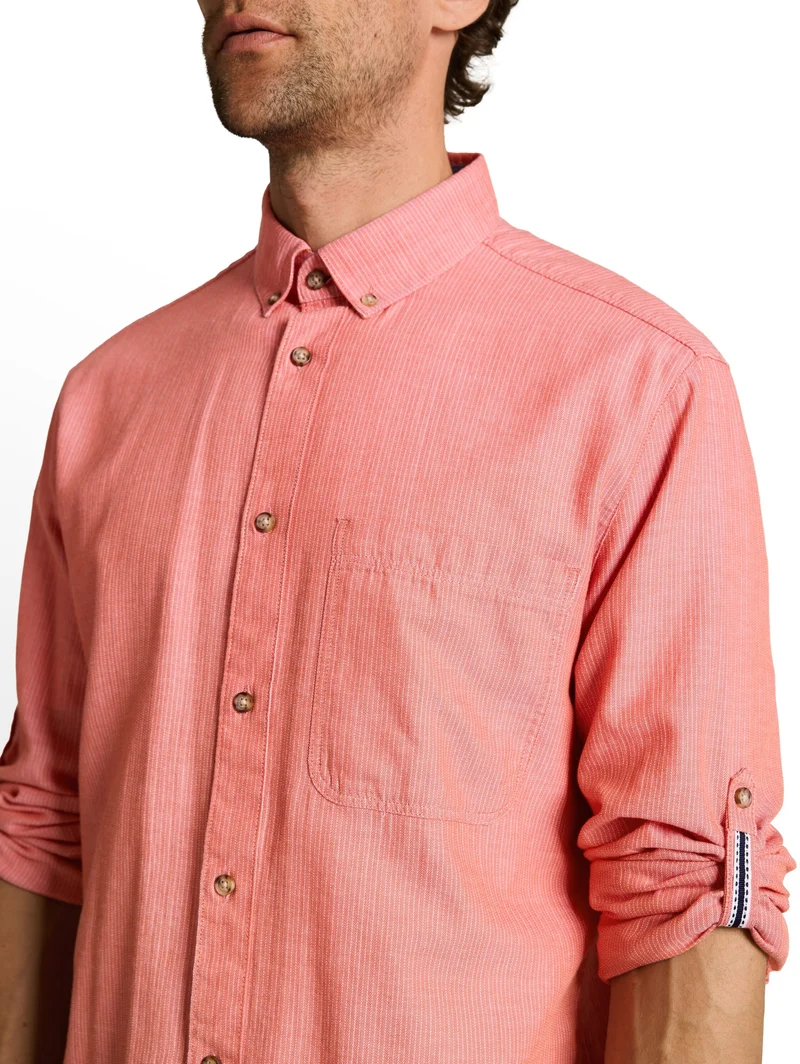 structured shirt, chili orange herringbone