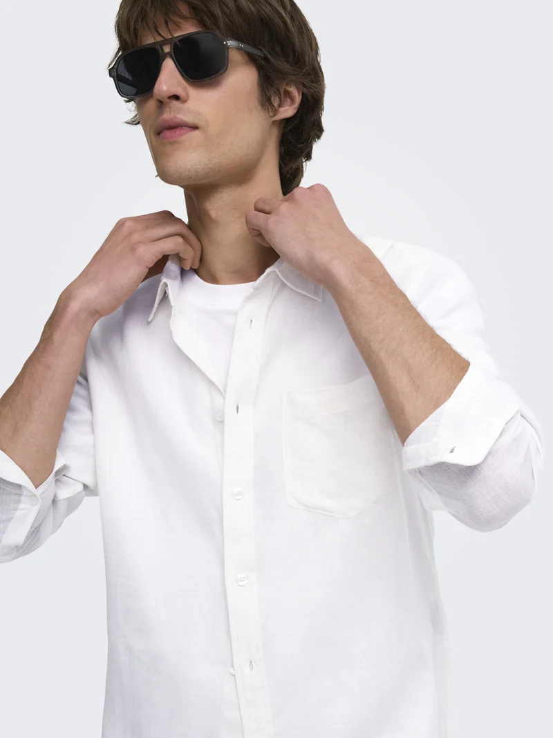 ONSLAURENCE LS LINEN BLEND SHIRT, Bright White