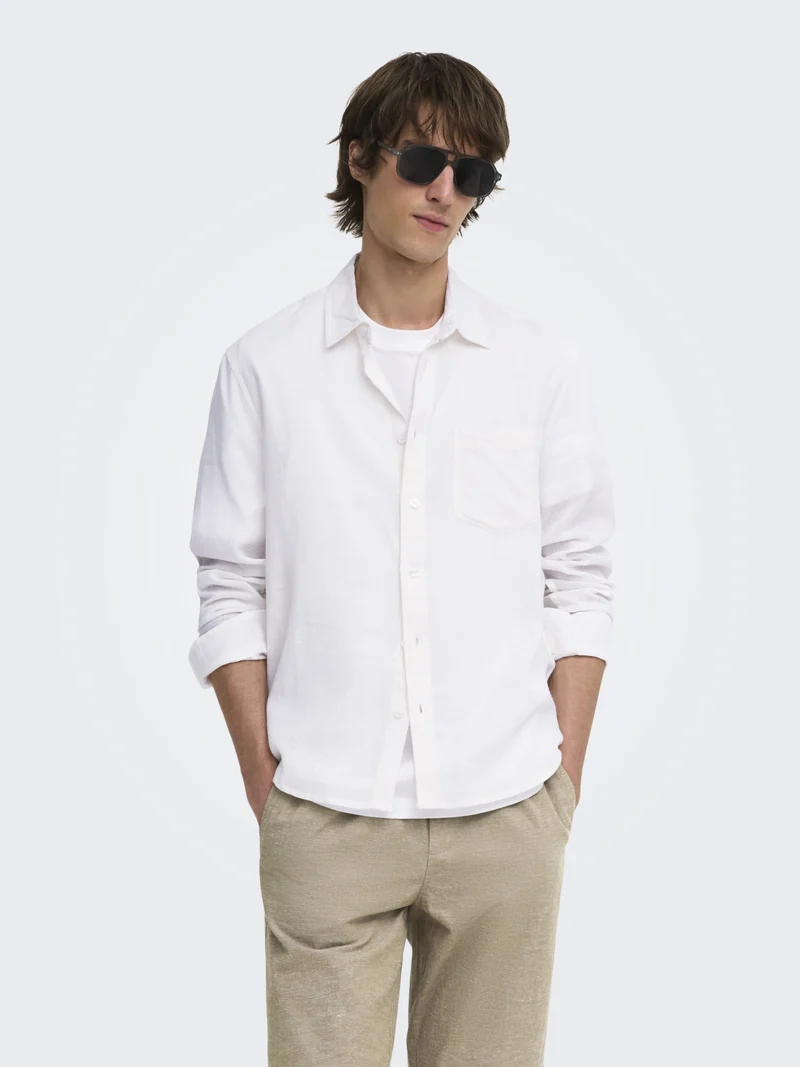ONSLAURENCE LS LINEN BLEND SHIRT, Bright White