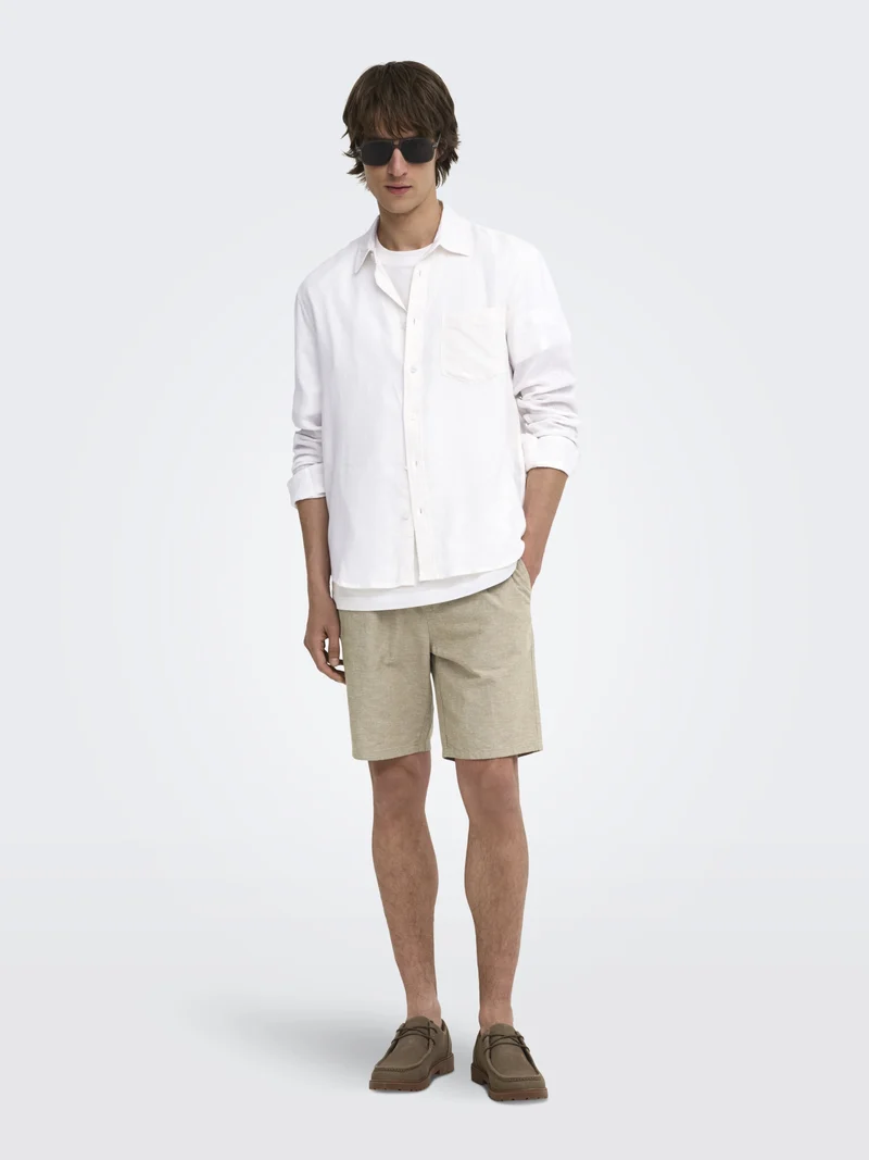 ONSLAURENCE LS LINEN BLEND SHIRT, Bright White