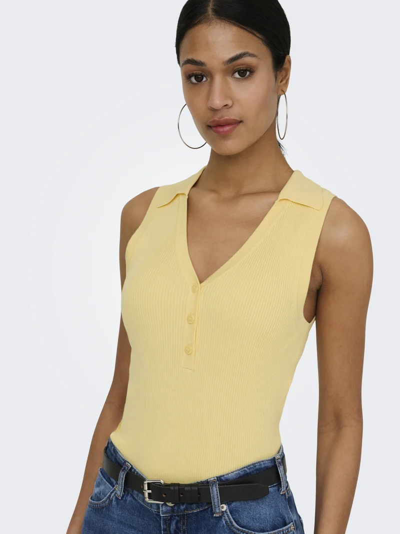 JDYNANNA S/L COLLAR TOP KNT, Double Cream