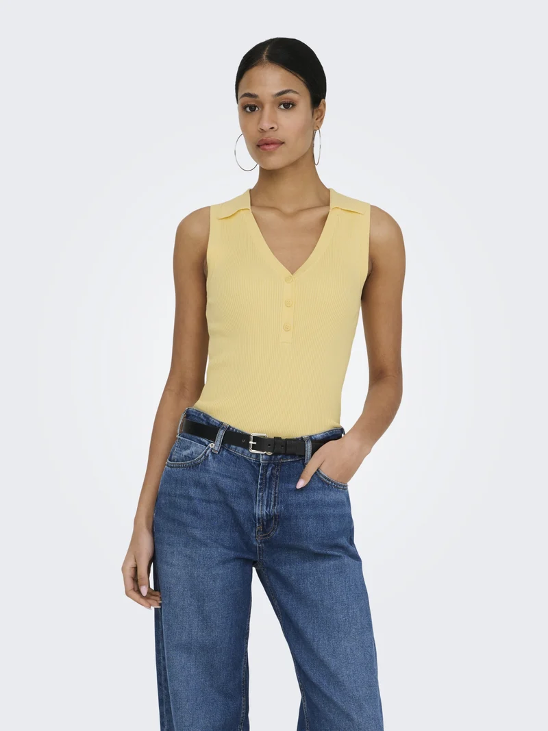 JDYNANNA S/L COLLAR TOP KNT, Double Cream