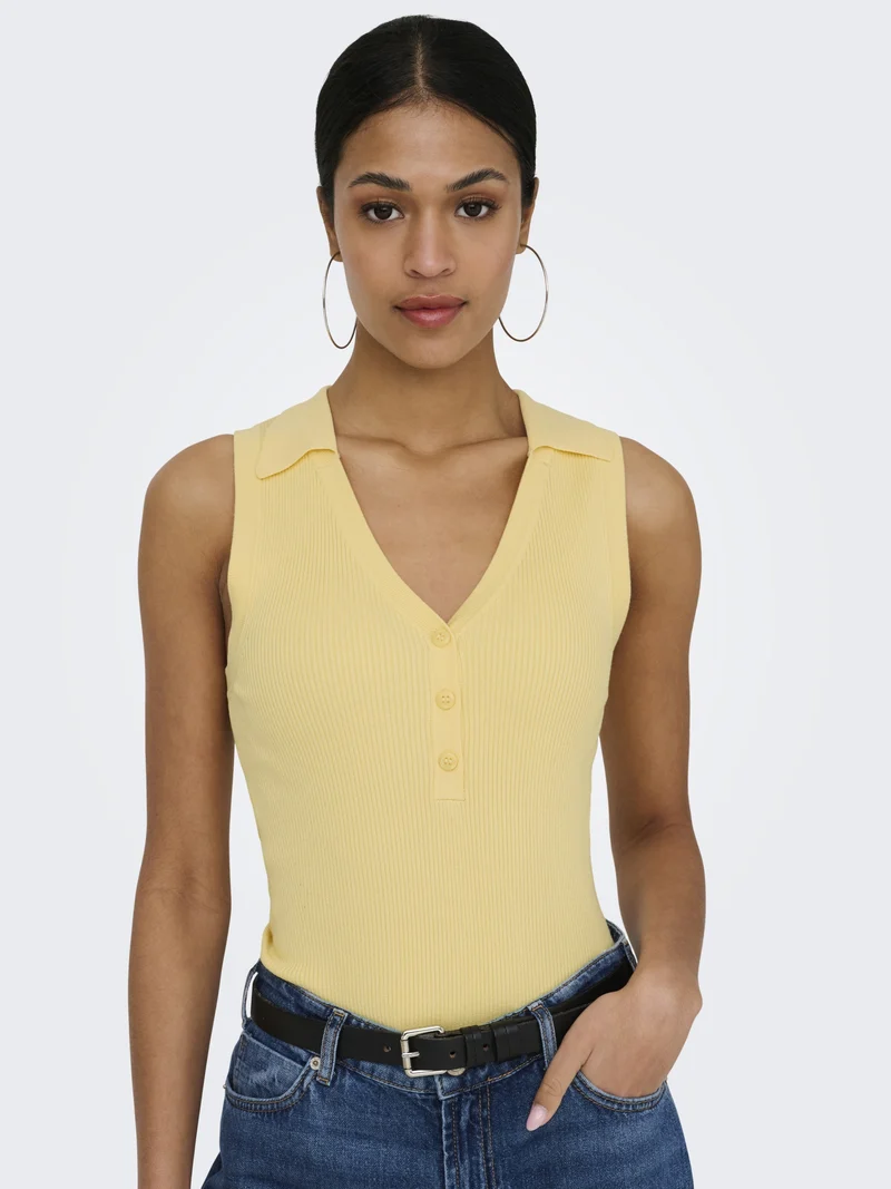 JDYNANNA S/L COLLAR TOP KNT, Double Cream