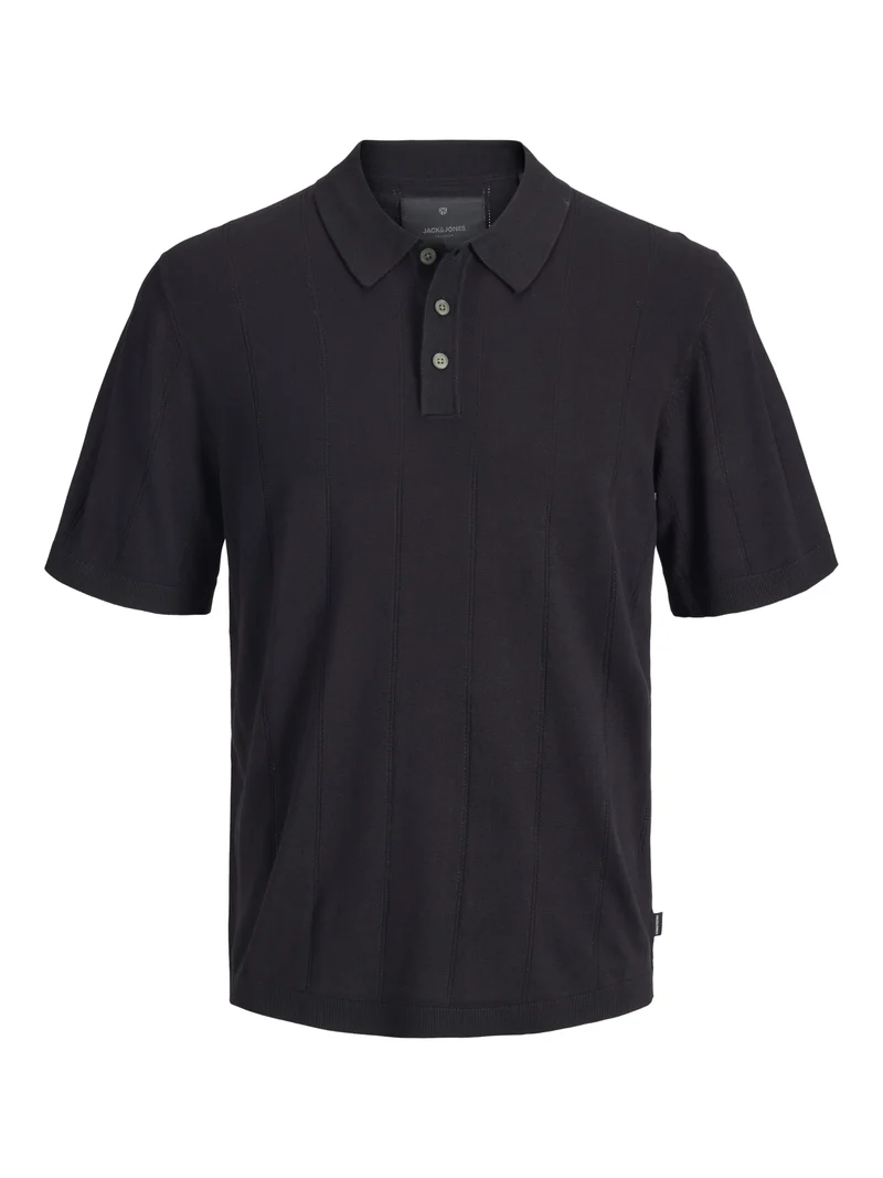 JPRBLAWILLIAM STRUCTURE KNIT POLO S, Black