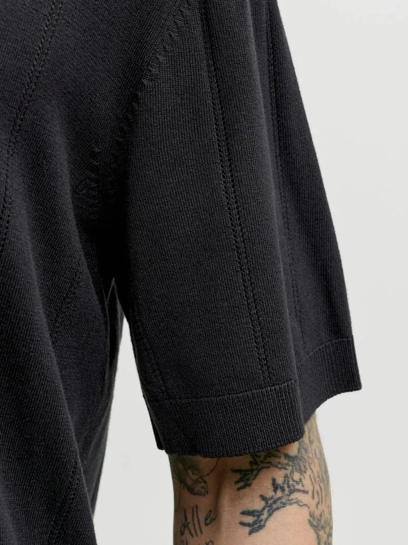 JPRBLAWILLIAM STRUCTURE KNIT POLO S, Black