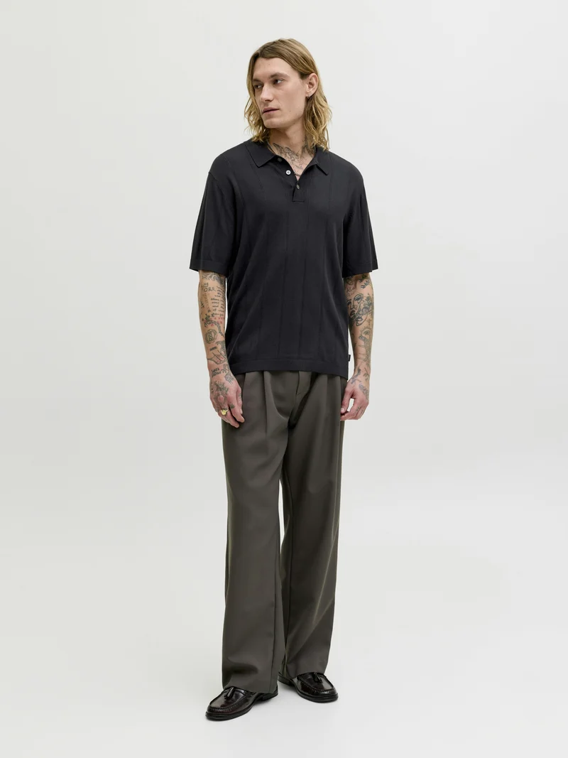 JPRBLAWILLIAM STRUCTURE KNIT POLO S, Black
