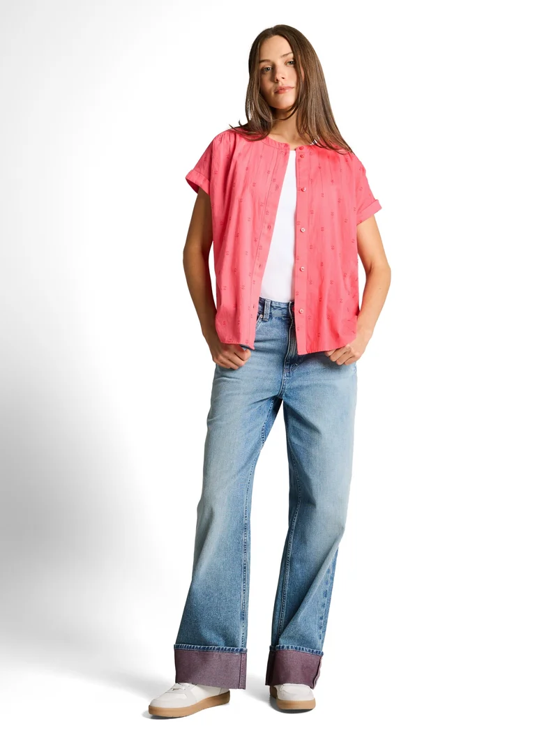blouse with dobby fabric, soft coral pink