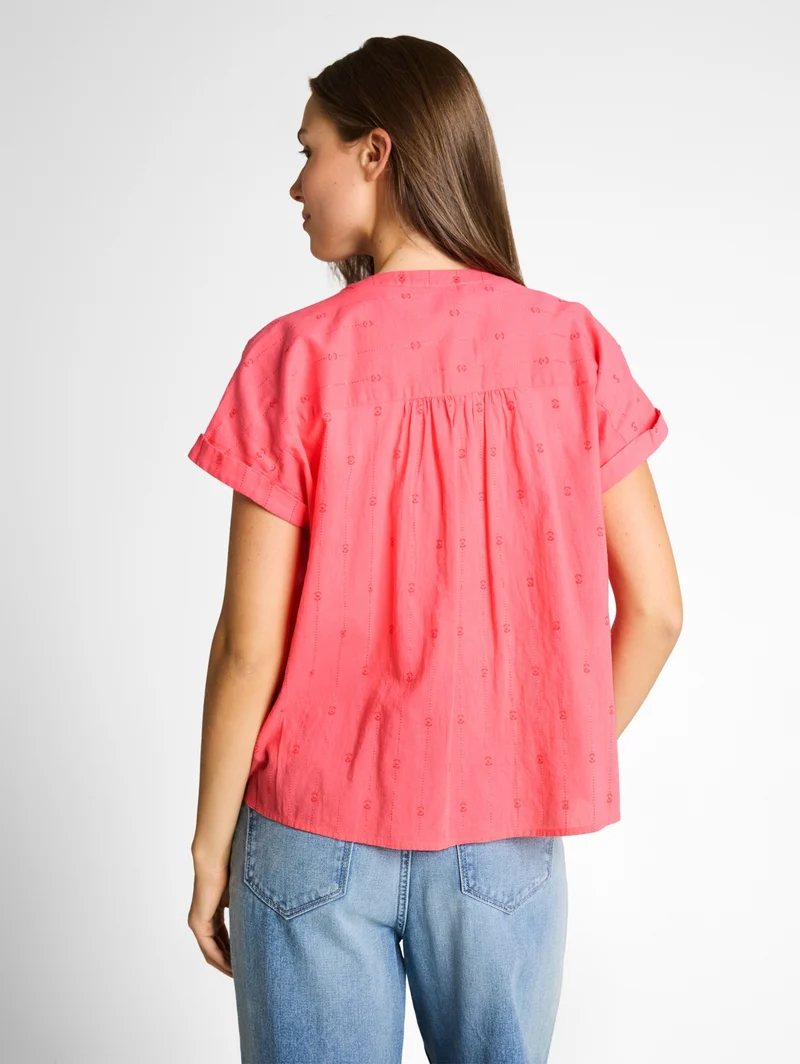 blouse with dobby fabric, soft coral pink