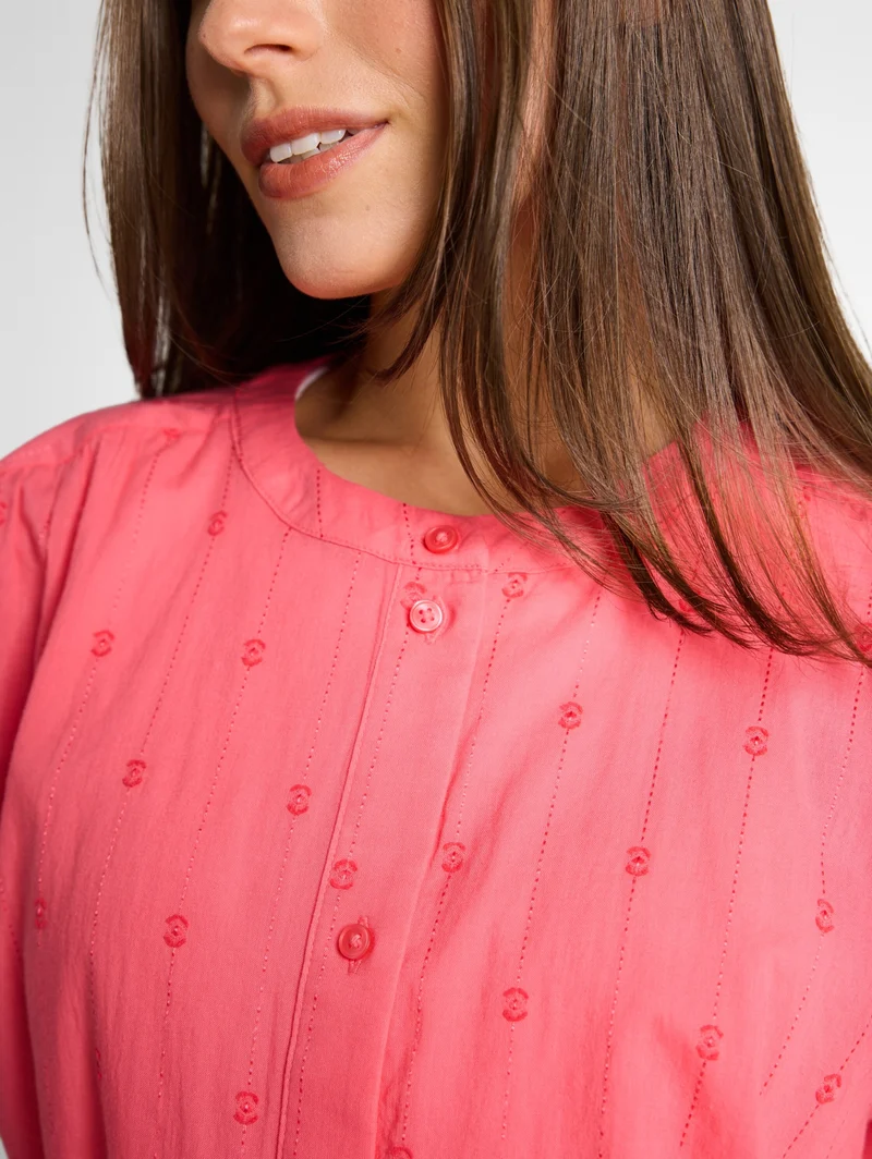 blouse with dobby fabric, soft coral pink