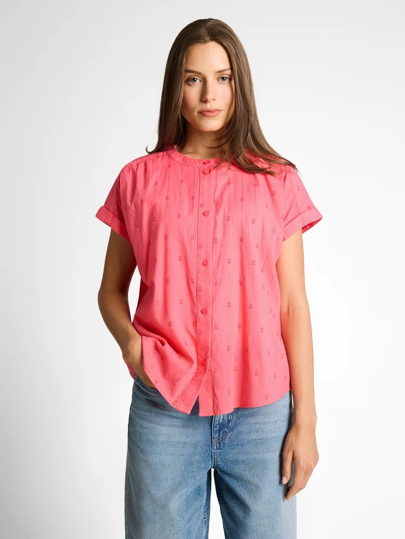 blouse with dobby fabric, soft coral pink