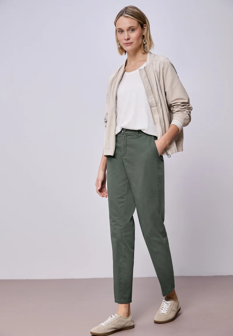 QR Chino peach Twill Co/Ea, cilantro green
