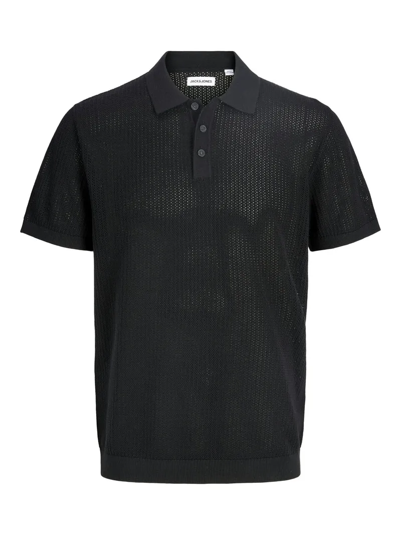 JJJESS KNIT POLO SS, Black