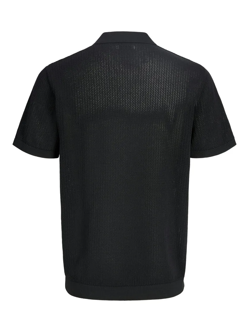 JJJESS KNIT POLO SS, Black