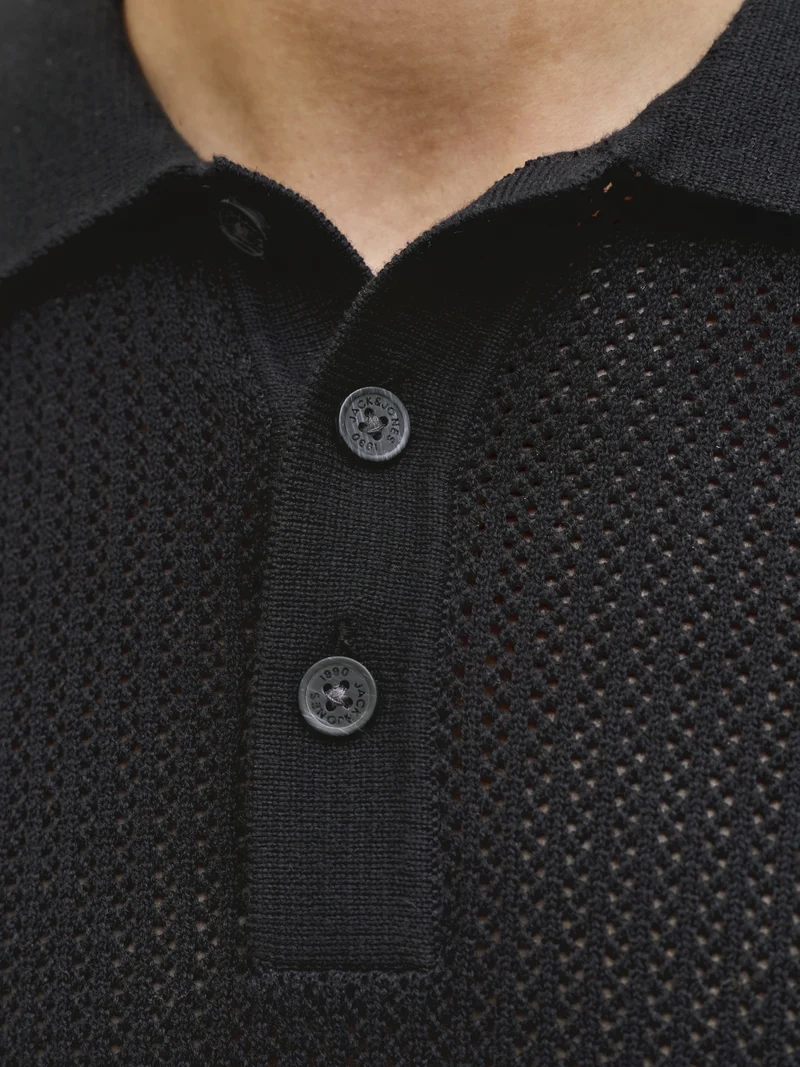 JJJESS KNIT POLO SS, Black