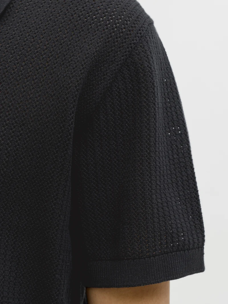 JJJESS KNIT POLO SS, Black
