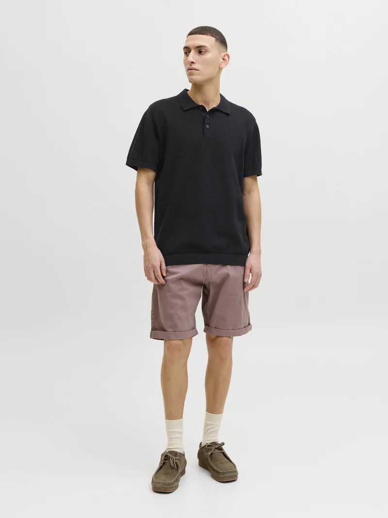 JJJESS KNIT POLO SS, Black