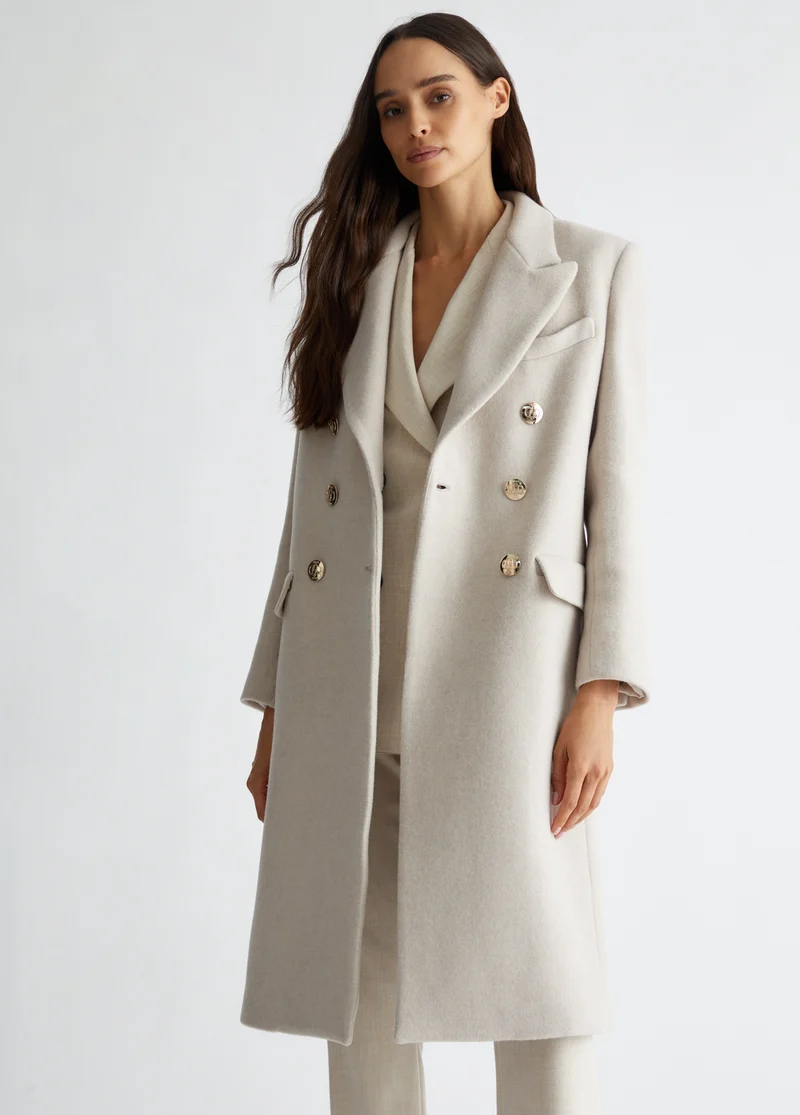 Double-Breasted Wool-Blend Coat