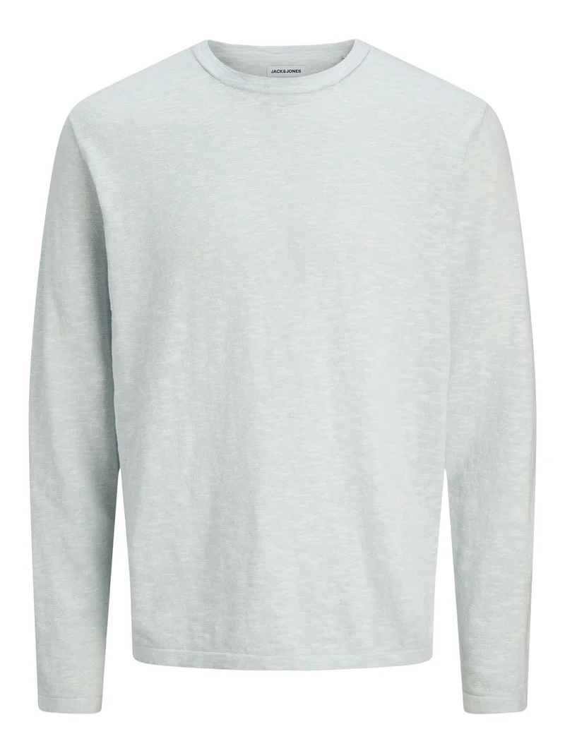 JJESUMMER KNIT CREW NECK SN, Celestial Blue/w. White