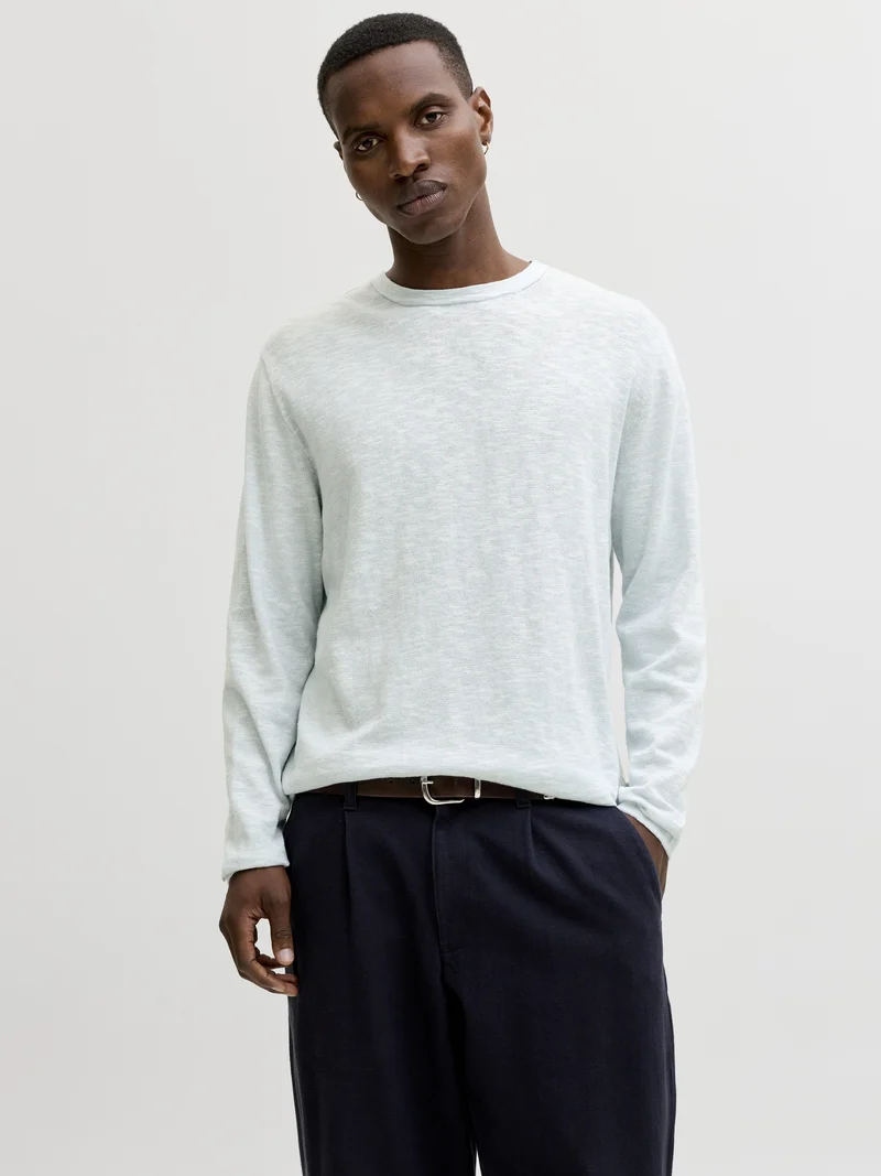 JJESUMMER KNIT CREW NECK SN, Celestial Blue/w. White