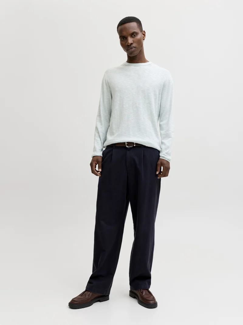 JJESUMMER KNIT CREW NECK SN, Celestial Blue/w. White