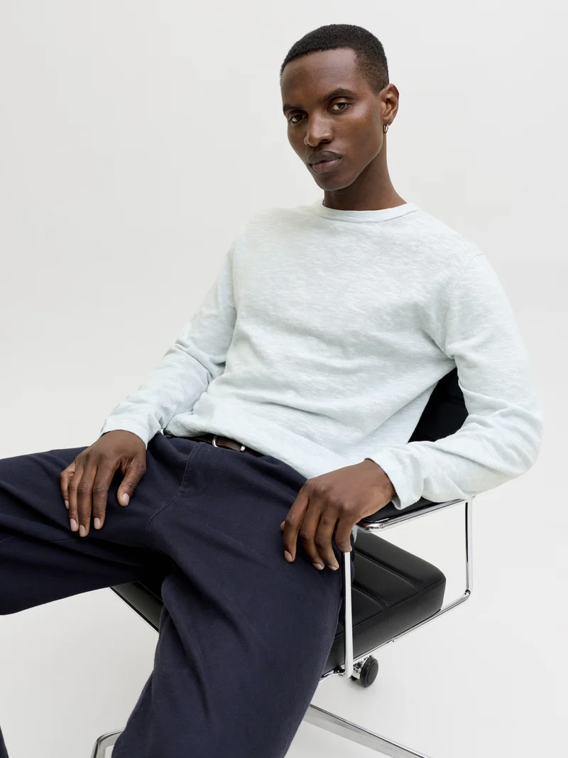 JJESUMMER KNIT CREW NECK SN, Celestial Blue/w. White