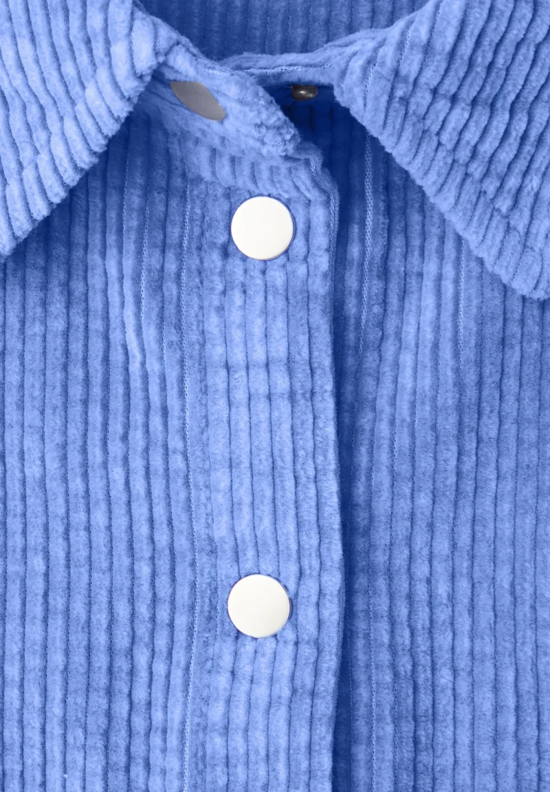 QR Corduroy shirtcollar blouse, bonnet blue