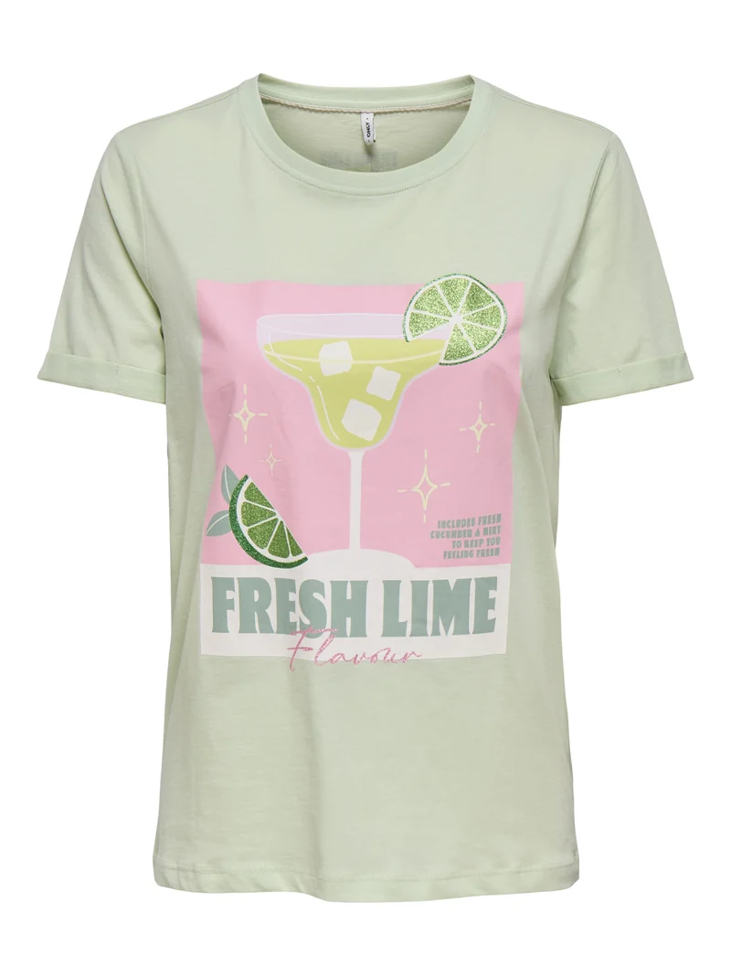 ONLKITA S/S DRINKS TOP BOX JRS, Green Lily/Dacey lime front
