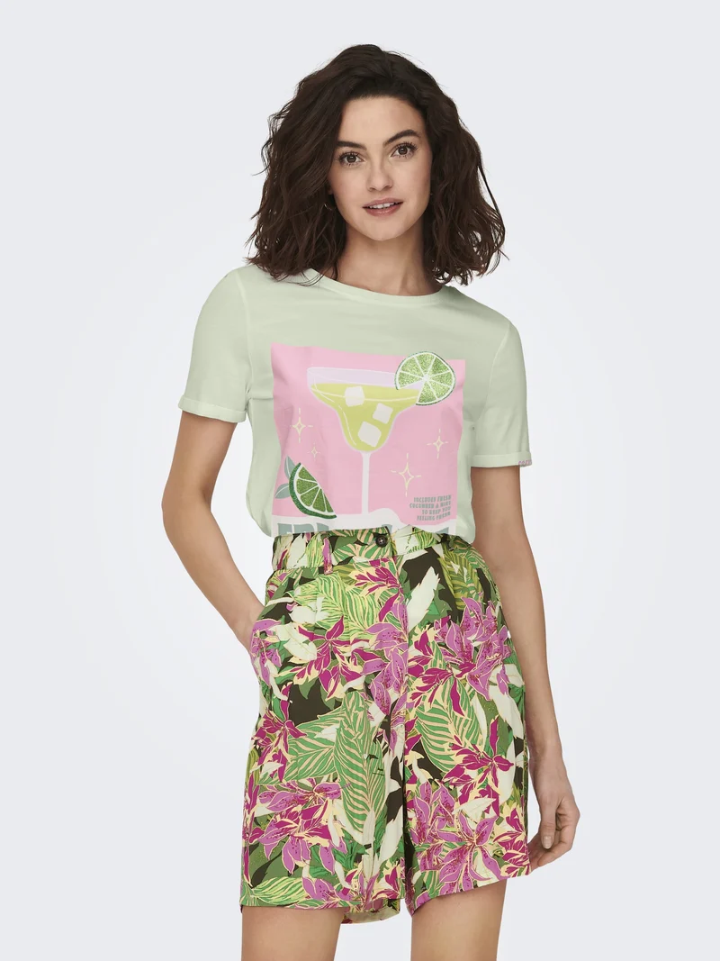 ONLKITA S/S DRINKS TOP BOX JRS, Green Lily/Dacey lime front
