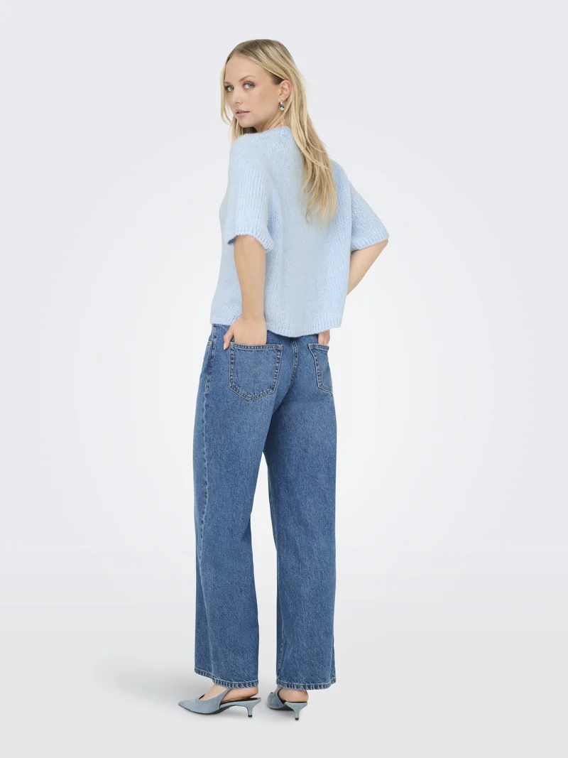 JDYLINEA S/S PULLOVER O-NECK KNT NO, Cashmere Blue