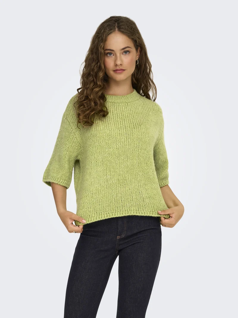 JDYLINEA S/S PULLOVER O-NECK KNT NO, Tarragon