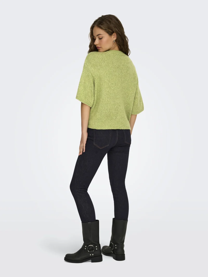 JDYLINEA S/S PULLOVER O-NECK KNT NO, Tarragon