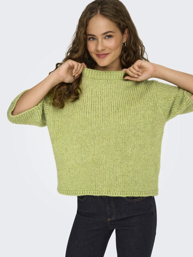 JDYLINEA S/S PULLOVER O-NECK KNT NO, Tarragon