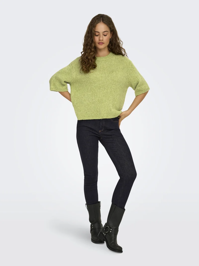 JDYLINEA S/S PULLOVER O-NECK KNT NO, Tarragon