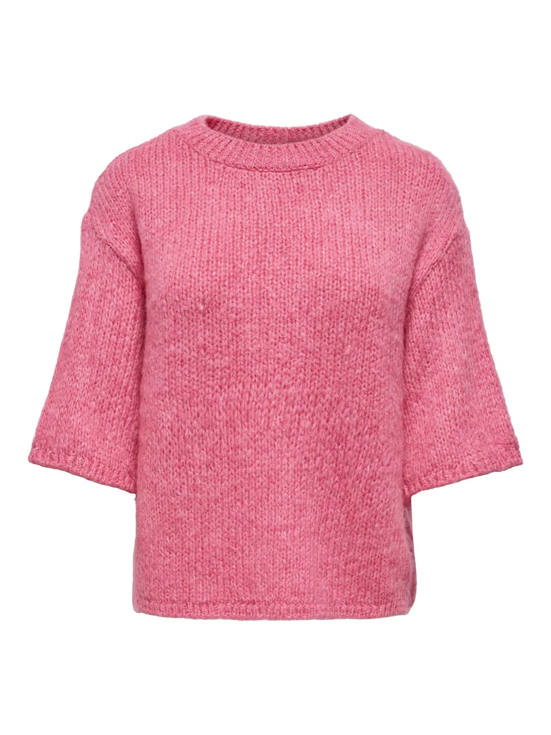 JDYLINEA S/S PULLOVER O-NECK KNT NO, Pink Carnation