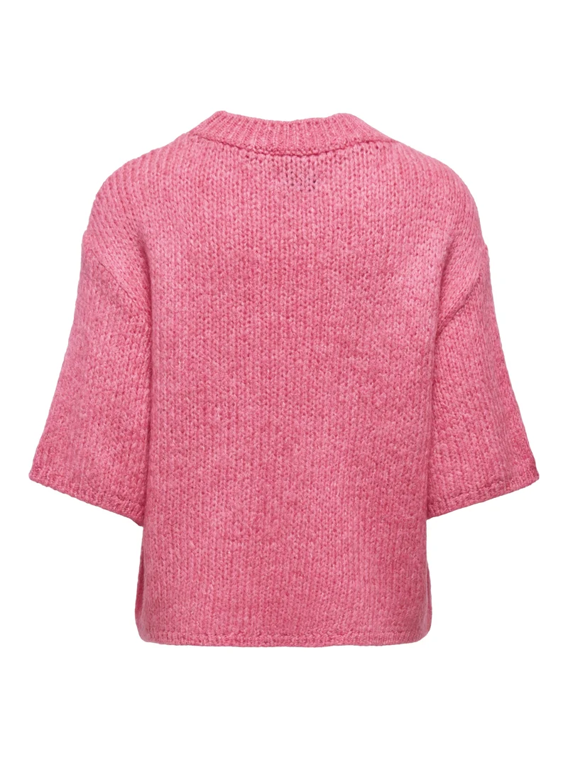 JDYLINEA S/S PULLOVER O-NECK KNT NO, Pink Carnation