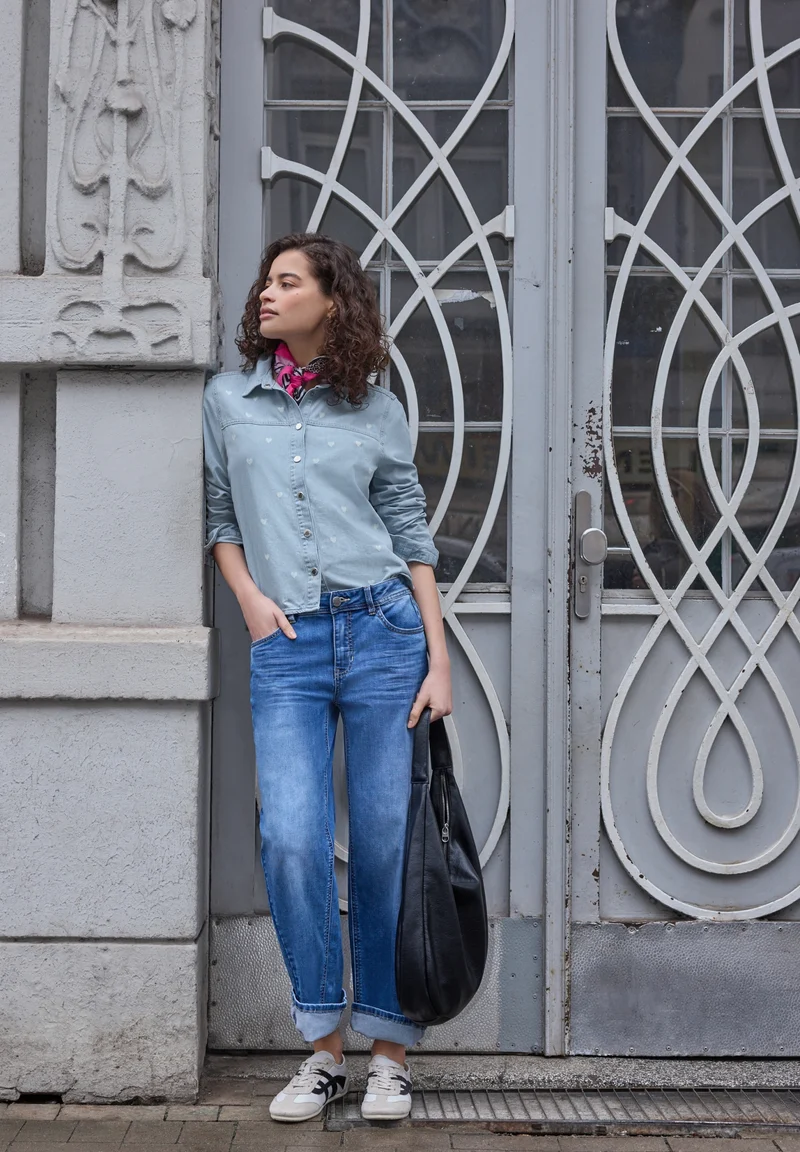 Studio Style Blouse,light blue, Light Blue laser washed
