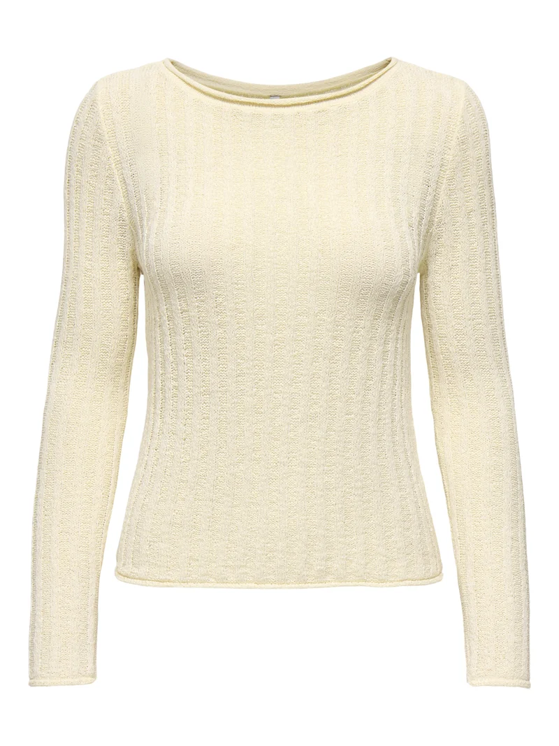 ONLPAMELA LS RIB O-NECK PULLOVER CC, Birch