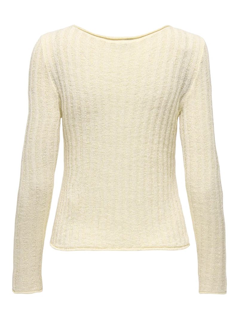 ONLPAMELA LS RIB O-NECK PULLOVER CC, Birch