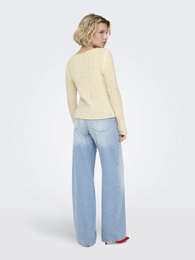 ONLPAMELA LS RIB O-NECK PULLOVER CC, Birch