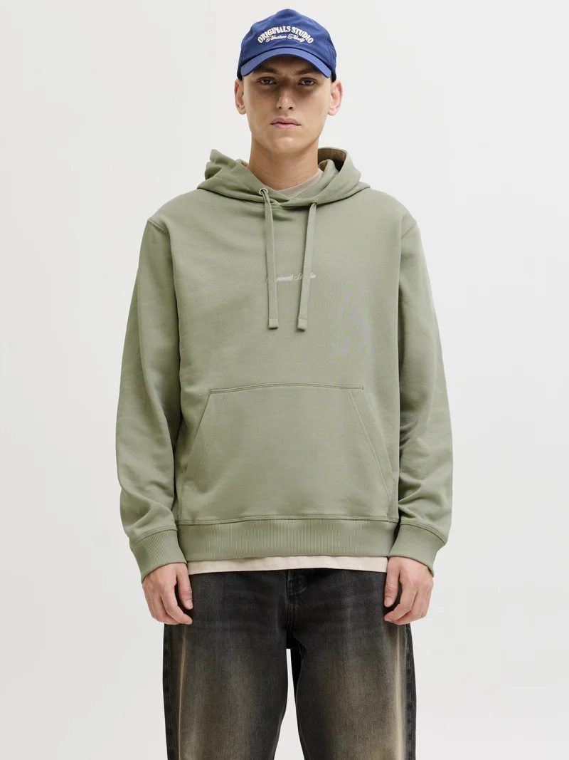 JORNORREBRO EMB SWEAT HOOD NOOS, Seagrass