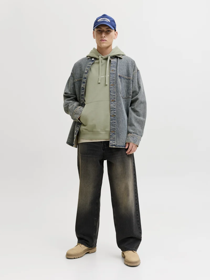 JORNORREBRO EMB SWEAT HOOD NOOS, Seagrass