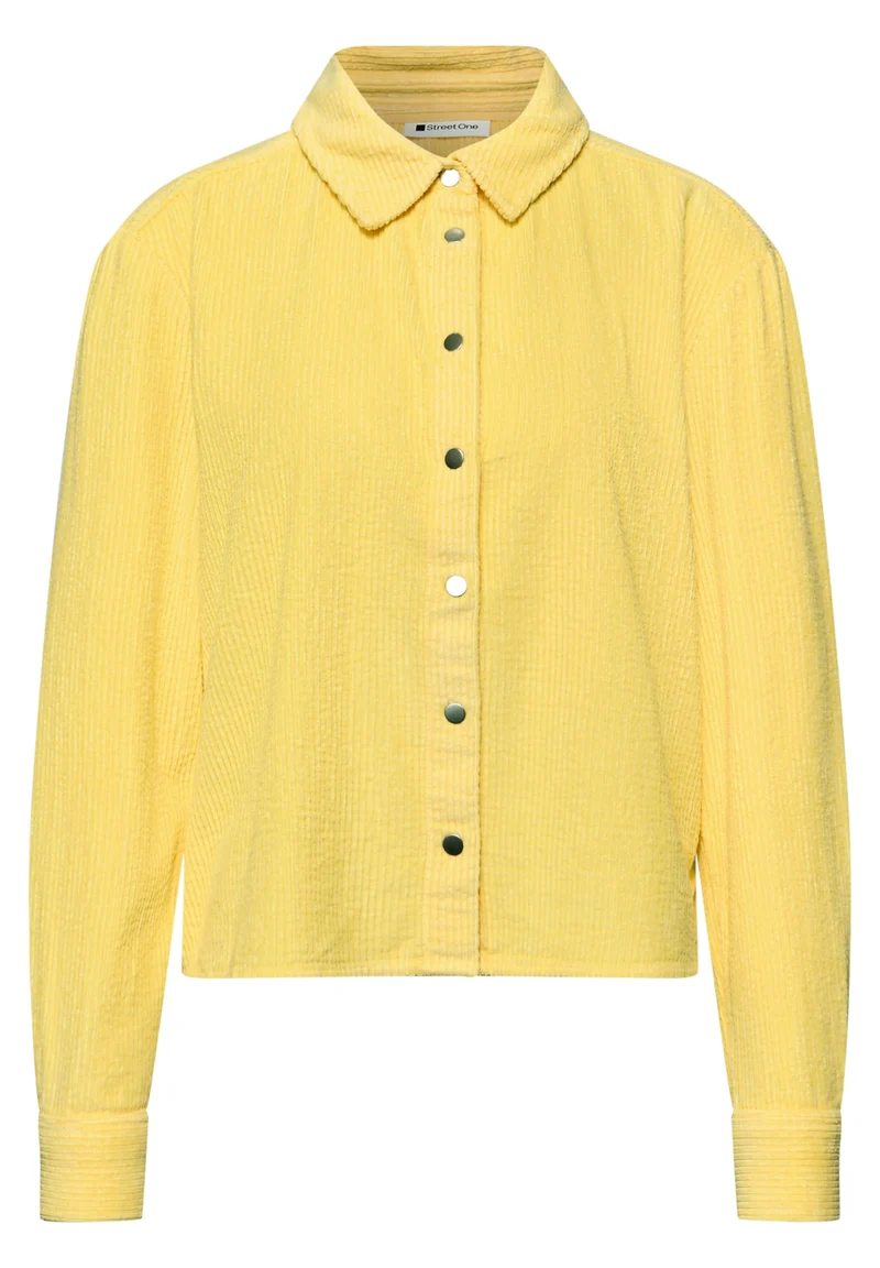 Corduroy shirtcollar blouse w, bloom yellow