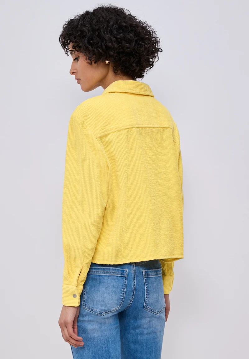Corduroy shirtcollar blouse w, bloom yellow