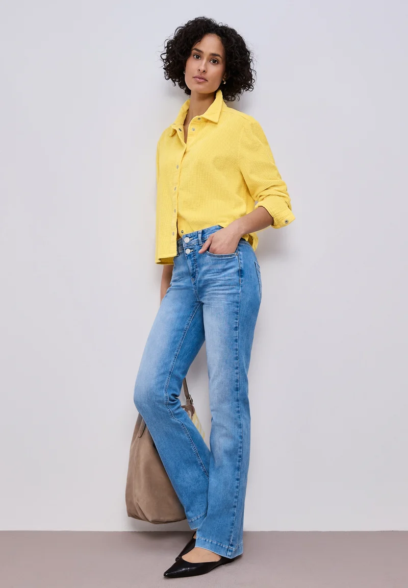 Corduroy shirtcollar blouse w, bloom yellow